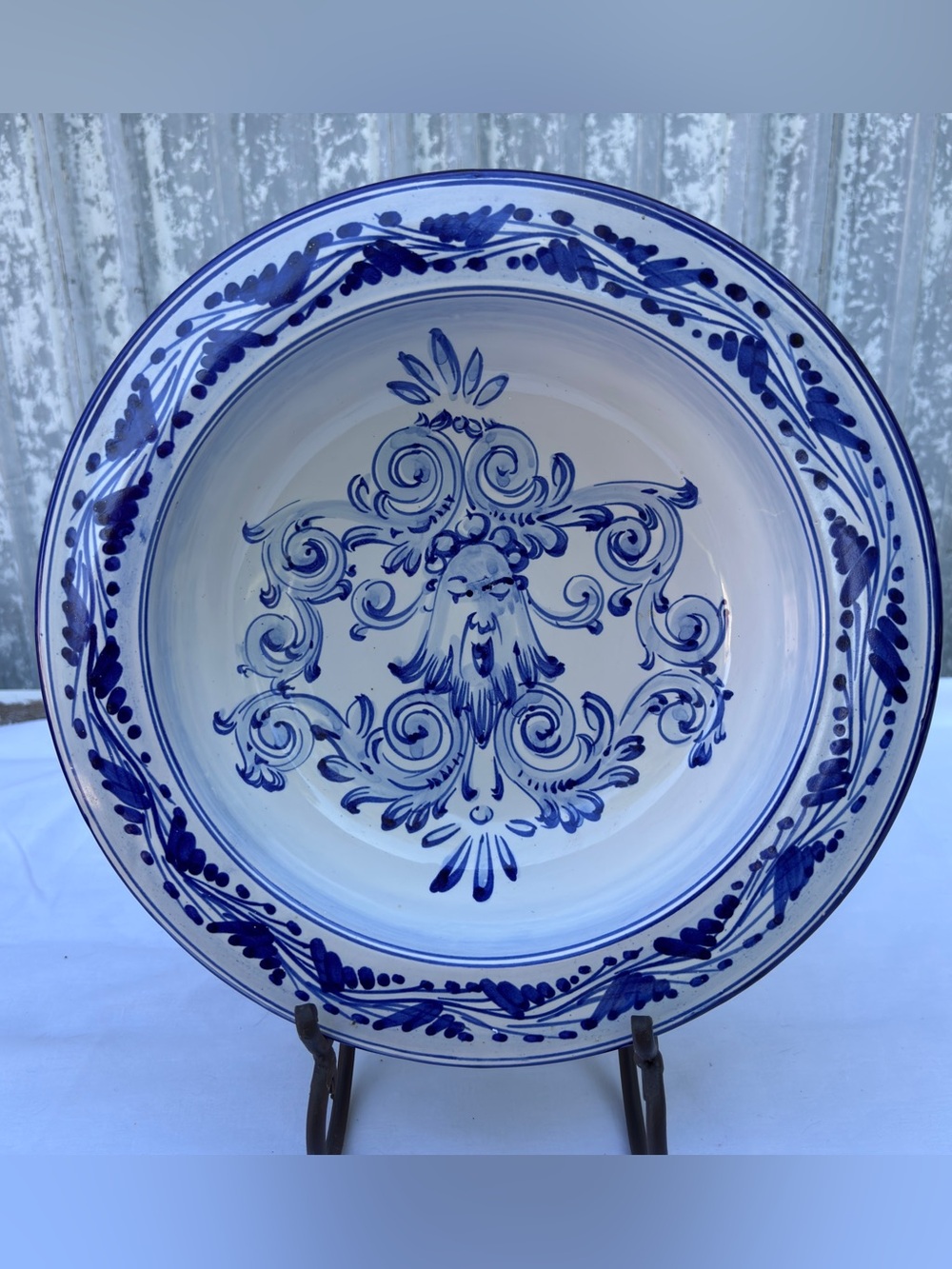 Vintage Italian Deruta Hand Painted Blue Majolica Pasta Bowl 10”
